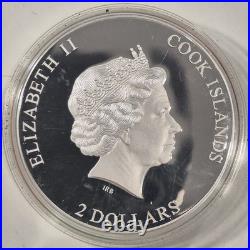 2016 Cook Islands Silver Proof $2 Coin Quilling Art Flowers in Case with Cert