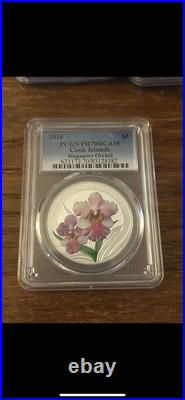 2016 Cook Islands Singapore Orchid 1 oz. 999 Silver 5 Dollars PCGS MSPR70DCAM