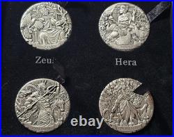 2016 Gods of Olympus Pt I 4x 2oz AG High Relief Antiqued Cook Isl Coins Box COA