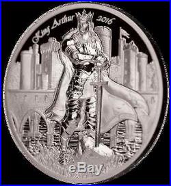 2016 LEGENDS OF CAMELOT KING ARTHUR 2 oz Cook Islands Silver Coin