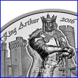 2016 LEGENDS OF CAMELOT KING ARTHUR 2 oz Silver Coin Cook Islands 10$