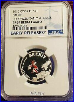 2016 cook islands Brexit. 999 Silver Coin PCGS graded PR69