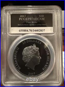 2017 $10 PR70 DCAM First Strike Gold Gilded Fantastic Beasts Silver 1 oz Coin