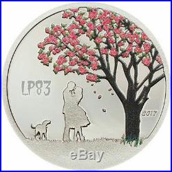 2017 $1 CHERRY BLOSSOM Snow Globes Silver Coin, Cook Islands