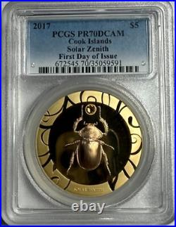 2017 1 Oz Silver $5 Cook Islands Scarab Selection Solar Zenith Pcgs Pr70dcam
