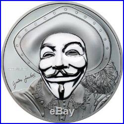 2017 1 Oz Silver $5 HISTORIC GUY FAWKES MASK II Anonymous Coin