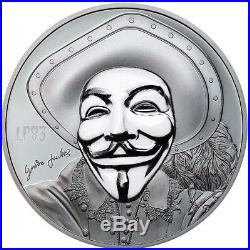 2017 1 Oz Silver $5 HISTORIC GUY FAWKES MASK II Anonymous Coin, Cook Islands