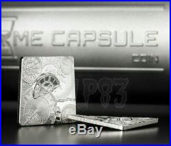 2017 1 Oz TIME CAPSULE Square Shaped Silver Coin 5$ Cook Islands