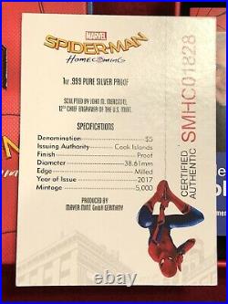 2017 1 oz Spider-Man Homecoming Cook Islands. 999 Silver Proof Coin Mercanti