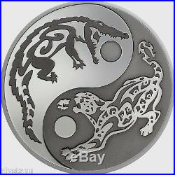 2017 1oz 999 Silver Coin withRhodium Predator/Prey Crocodile/Jaguar, FREE BONUS