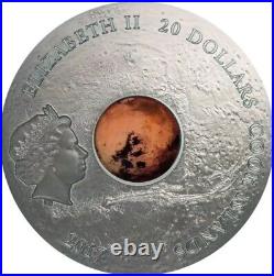 2017 $20 Cook Island THE RED PLANET MARS METEORITE Antiqued 3 Oz Silver Coin
