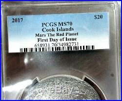 2017 $20 Cook Islands Mars The Red Planet 3 oz. Silver Coin PCGS MS70 FD