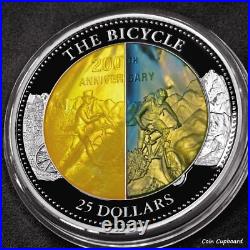 2017 $25 Cook Islands 200th Anniv of the Bicycle Mother Pearl 5oz silver