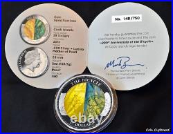 2017 $25 Cook Islands 200th Anniv of the Bicycle Mother Pearl 5oz silver