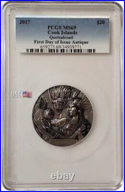 2017 3 Oz Silver $20 Cook Islands Gods Of The World QUETZALCOATL MS69 FDOI Coin 2017 3 Oz Silver $20 Cook Islands Gods Of The World QUETZALCOATL MS69 FDOI Coin