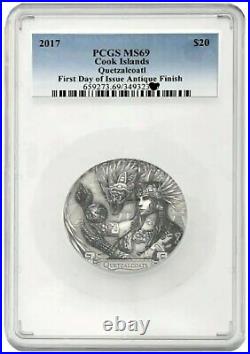 2017 3 Oz Silver $20 Cook Islands Gods Of The World QUETZALCOATL MS69 FDOI Coin 2017 3 Oz Silver $20 Cook Islands Gods Of The World QUETZALCOATL MS69 FDOI Coin