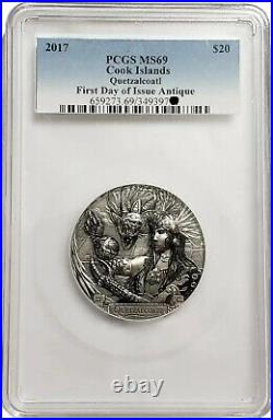 2017 3 Oz Silver $20 Cook Islands Gods Of The World QUETZALCOATL MS69 FDOI Coin 2017 3 Oz Silver $20 Cook Islands Gods Of The World QUETZALCOATL MS69 FDOI Coin