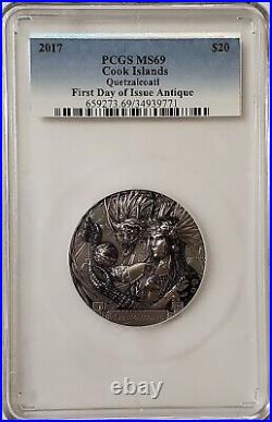 2017 3 Oz Silver $20 Cook Islands Gods Of The World QUETZALCOATL MS69 FDOI Coin 2017 3 Oz Silver $20 Cook Islands Gods Of The World QUETZALCOATL MS69 FDOI Coin