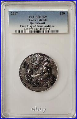 2017 3 Oz Silver $20 Cook Islands Gods Of The World QUETZALCOATL MS69 FDOI Coin 2017 3 Oz Silver $20 Cook Islands Gods Of The World QUETZALCOATL MS69 FDOI Coin
