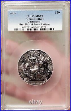 2017 3 Oz Silver $20 Cook Islands Gods Of The World QUETZALCOATL MS69 FDOI Coin 2017 3 Oz Silver $20 Cook Islands Gods Of The World QUETZALCOATL MS69 FDOI Coin