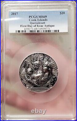 2017 3 Oz Silver $20 Cook Islands Gods Of The World QUETZALCOATL MS69 FDOI Coin 2017 3 Oz Silver $20 Cook Islands Gods Of The World QUETZALCOATL MS69 FDOI Coin