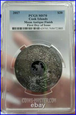 2017 3 Oz Silver $20 MOON EARTH SATELLITE PCGS MS70 FDOI Coin