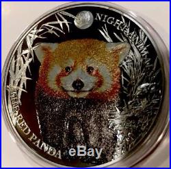 2017 $5 Cook Islands Red Panda. 999 Silver Black Proof Coin Low Mintage 499 Pcs