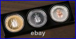 2017 $5 Cook Islands SCARAB SELECTION II PROOF Gilded 3×1 Oz Silver Coins Set