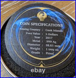 2017 $5 Cook Isles Fantastic Beasts 1 oz. 999 BLUE Silver Proof Gold Guilded