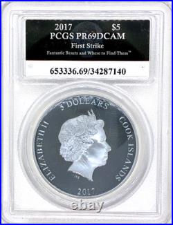 2017 $5 Cook Isles Fantastic Beasts 1 oz. 999 PureSilver Proof PCGS PR69DCAM FS