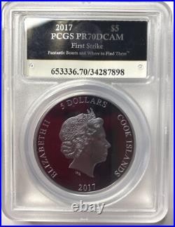 2017 $5 Cook Isles Fantastic Beasts 1 oz. Silver Proof PCGS PR70DCAM FS 2017 $5 Cook Isles Fantastic Beasts 1 oz. Silver Proof PCGS PR70DCAM FS