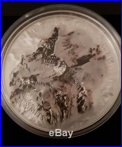 2017 5 Oz HIGH RELIEF Silver MT. EVEREST The Seven Summits Coin, COOK ISLANDS