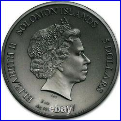 2017 $5 Solomon Islands THE GLADIATORS SECUTOR Antique Finish 2 Oz Silver Coin