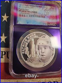 2017 COOK IS. Patrick Kane Upper Deck. 9999 coin NGC Proof PR69ULTRA NHL Hockey