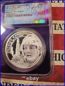 2017 COOK IS. Patrick Kane Upper Deck. 9999 coin NGC Proof PR69ULTRA NHL Hockey