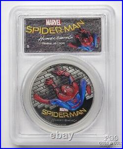 2017 Cook Is. 1oz Spider-Man Homecoming Silver Black Proof PR70DCAM PCGS 27333