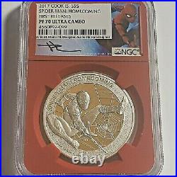 2017 Cook Is. S$5 Spiderman Homecoming Fr Pf 70 Red Ultra Cameo Ngc Signed