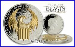 2017 Cook Islands $10 FANTASTIC BEASTS 1 oz Gilded Silver Coin NEW IN BOX
