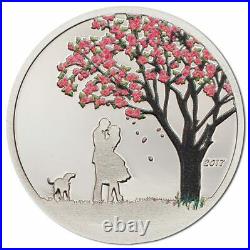 2017 Cook Islands $1 Cherry Blossom Snow Globe 1/10oz Silver Coin ONLY 2,017