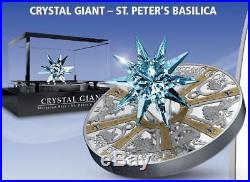 2017 Cook Islands 1 KG Moravian Giant Crystal St. Peter's Basilica Silver Coin