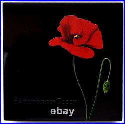 2017 Cook Islands 1 oz Silver $5 Remembrance Poppy Shape Colorized Coin