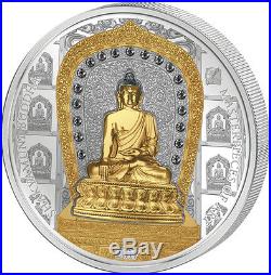2017 Cook Islands 3 Ounce Silver 1/4 Gold Shakyamuni Buddha Coin Set + Gift