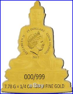 2017 Cook Islands 3 Ounce Silver 1/4 Gold Shakyamuni Buddha Coin Set + Gift