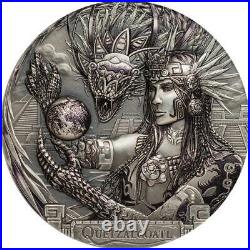 2017 Cook Islands 3 oz Silver Quetzalcoatl Aztec Gods Of The World Coin