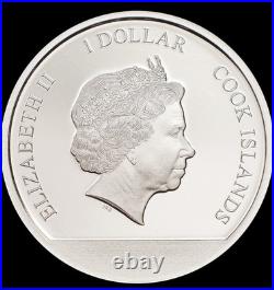 2017 Cook Islands Cherry Blossoms Snowglobe $1 Silver Coin 1/10oz Prooflike