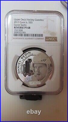 2017 Cook Islands Daniel Sedin Upper Deck. 9999 NGC REVERS Proof PR68 NHL Hockey