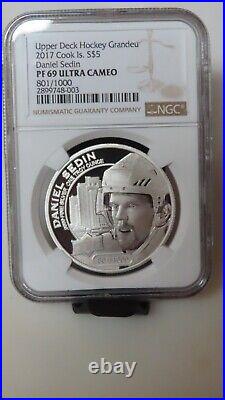 2017 Cook Islands Daniel Sedin Upper Deck. 9999 coin NGC Proof PR69 NHL Hockey