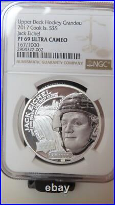 2017 Cook Islands Jack Eichel Upper Deck 1oz. 9999 AG NGC Proof PR69 NHL Hockey