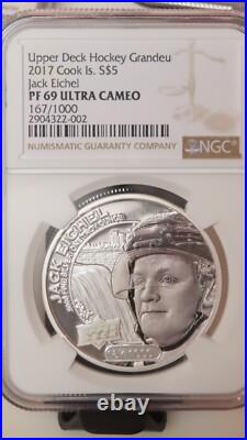 2017 Cook Islands Jack Eichel Upper Deck 1oz. 9999 AG NGC Proof PR69 NHL Hockey