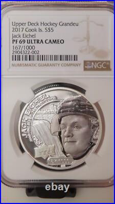 2017 Cook Islands Jack Eichel Upper Deck 1oz. 9999 AG NGC Proof PR69 NHL Hockey